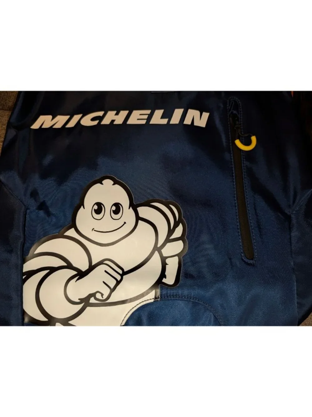 Michelin Blue Backpack With Bibendum Logo & Zippered Pocket